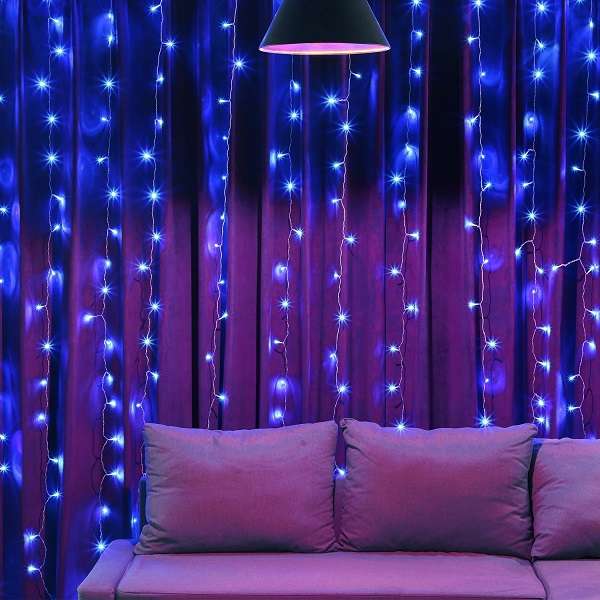 ZYF-D224 Blue 3m x 3m Clear Cable Fairy Curtain Light