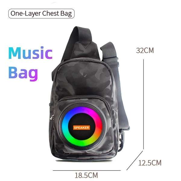 CH-M802 Sling Bag With Built-in RGB Bluetooth Speaker, USB, Aux, SD & Type-C Charging