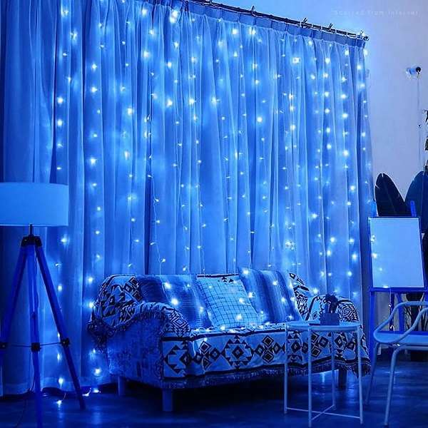 ZYF-D224 Blue 3m x 3m Clear Cable Fairy Curtain Light
