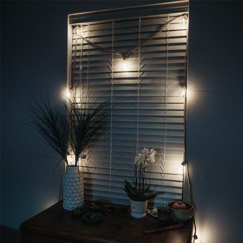 5m Solar Powered Cotton 10 LED A19 Bulb String Lights