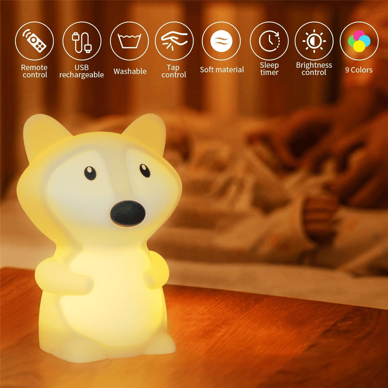 Kids Fox Silicone Night Light | Colour-Changing