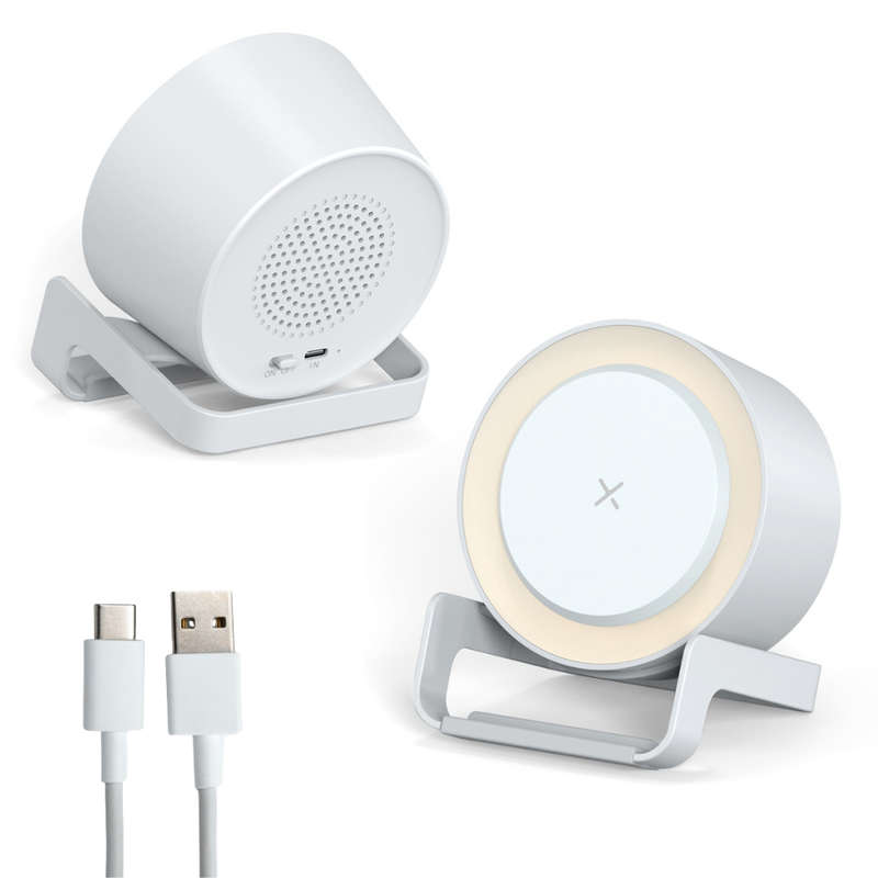 White Speaker LED Wireless Phone Charger