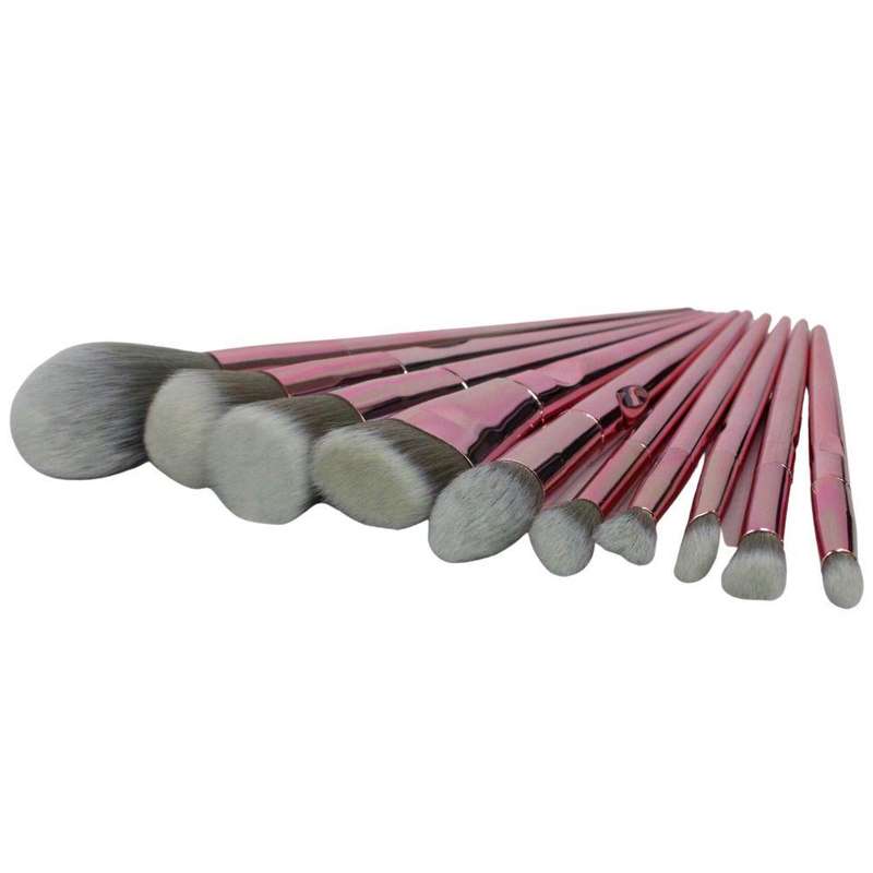 Glam Beauty - 10 Piece Metallic Shine Makeup Brush Set