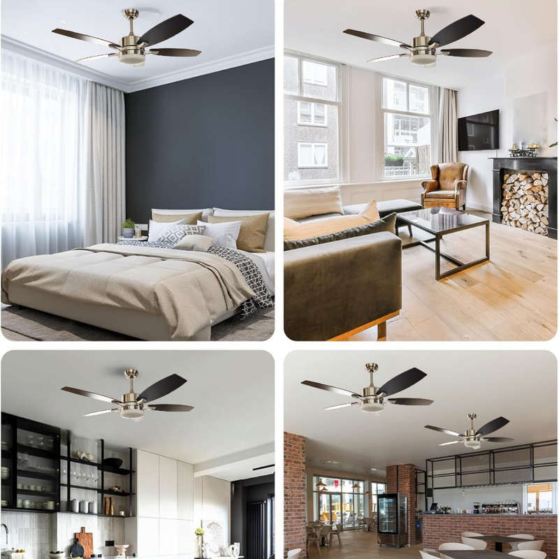 5 Brown Blades 52 Inch Ceiling Fan with Light and Remote