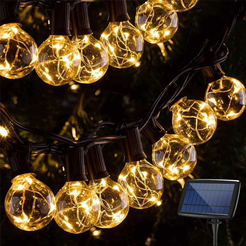 10m Solar 25 Wire LED Classic Retro Bulb String Lights