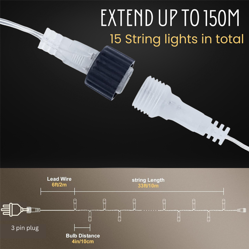 10m Heavy Duty Fairy Lights | 100 LEDs, Connectable