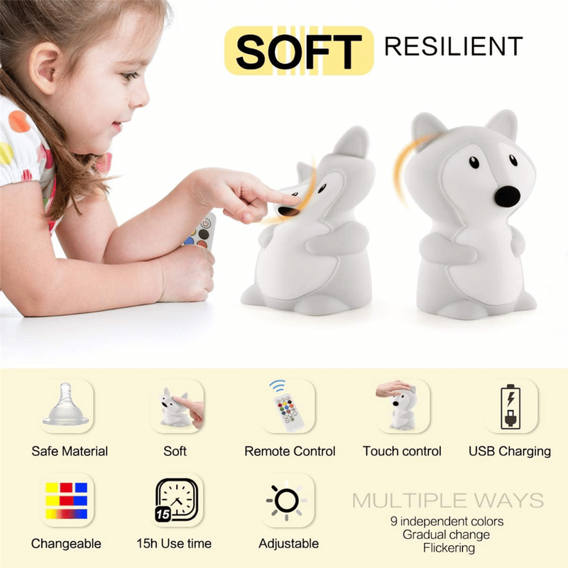 Kids Fox Silicone Night Light | Colour-Changing