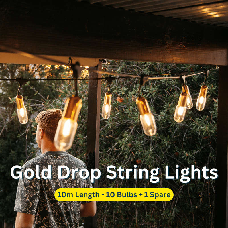 10m 10 LED Festoon Gold Vintage Drop String Lights