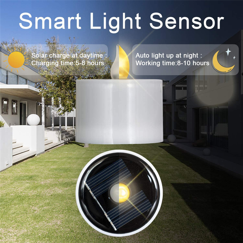 Solar Tea Lights Rechargeable LED Flameless Candle 6 Pack