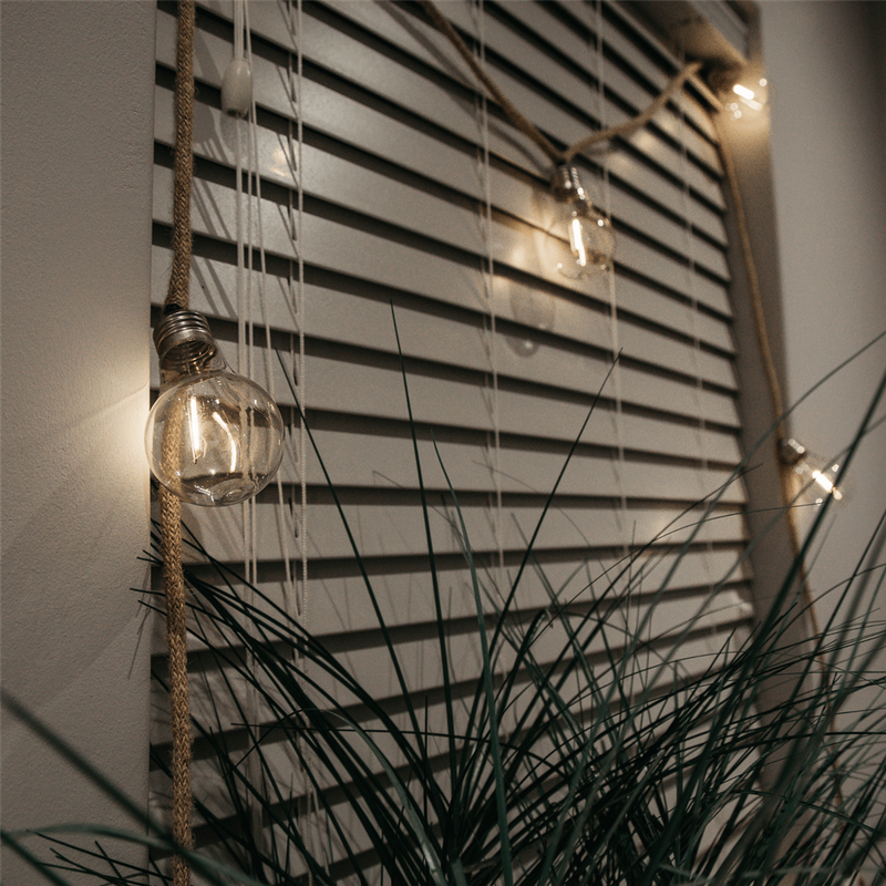 5m Solar Powered Cotton 10 LED A19 Bulb String Lights