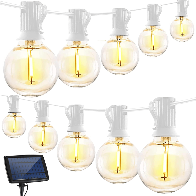 5m Solar Powered 16 LED Bulbs White String Lights