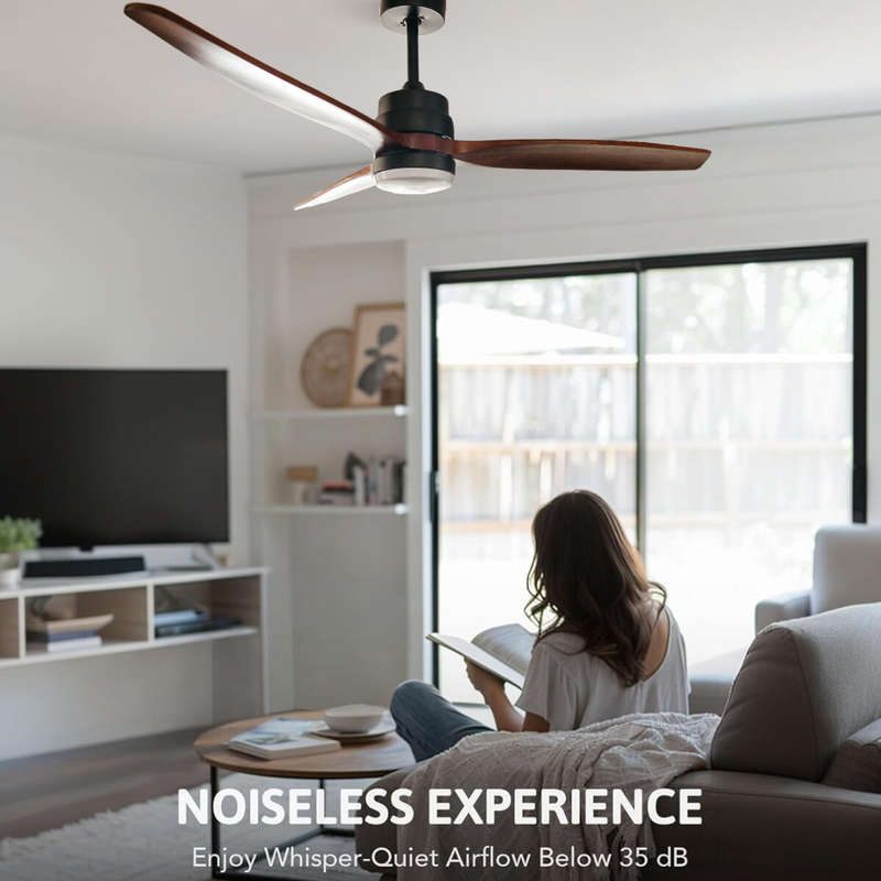 3 Dark Blades 52 Inch Ceiling Fan with Light and Remote