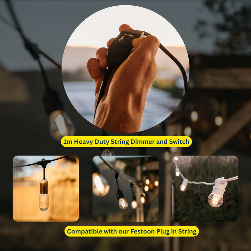 Festoon Dimmer with Dial On/Off Switch for String Light