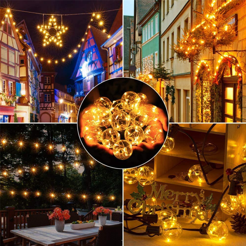 10m Solar 25 Wire LED Classic Retro Bulb String Lights