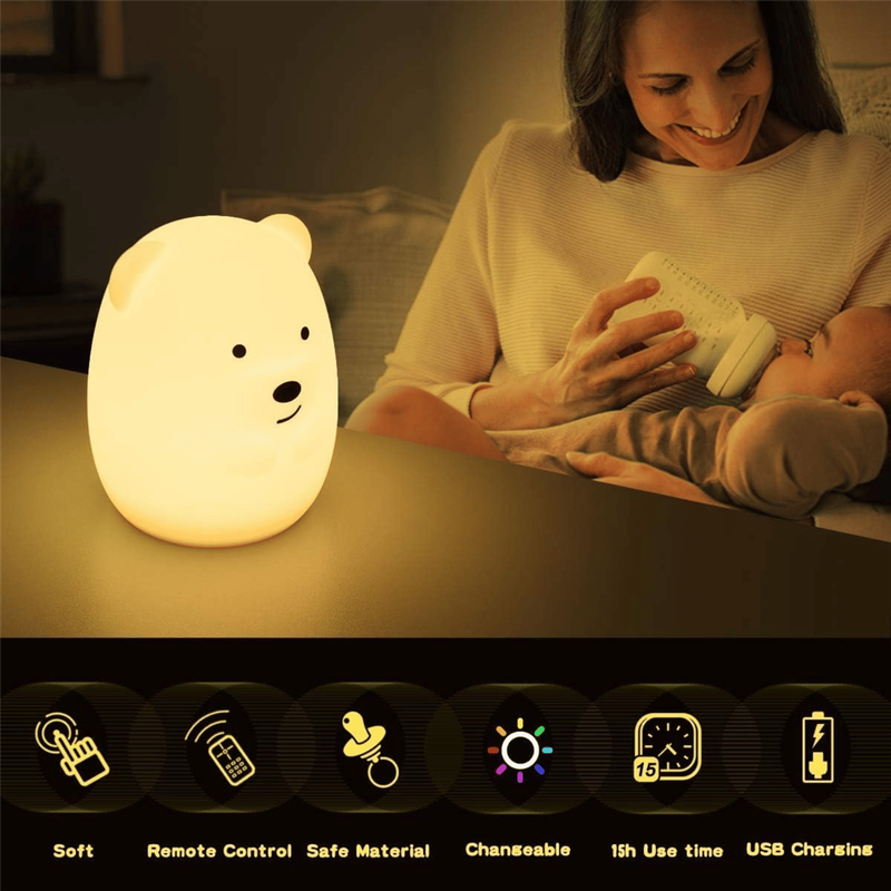 Kids Bear Silicone Night Light | Colour-Changing