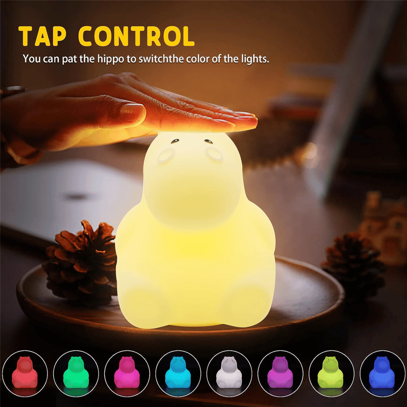 Kids Hippo Silicone Night Light | Colour-Changing