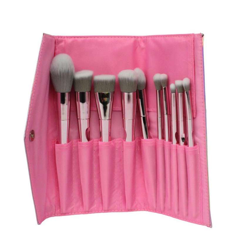 Glam Beauty - 10 Piece Metallic Shine Makeup Brush Set