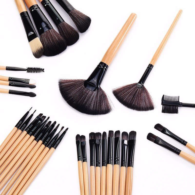 Glam Beauty - Black Make Up Bag With 32 Bamboo Brushes