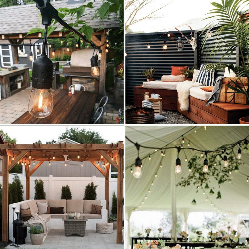 15m Solar 15 LED Festoon Vintage Bulb String Lights