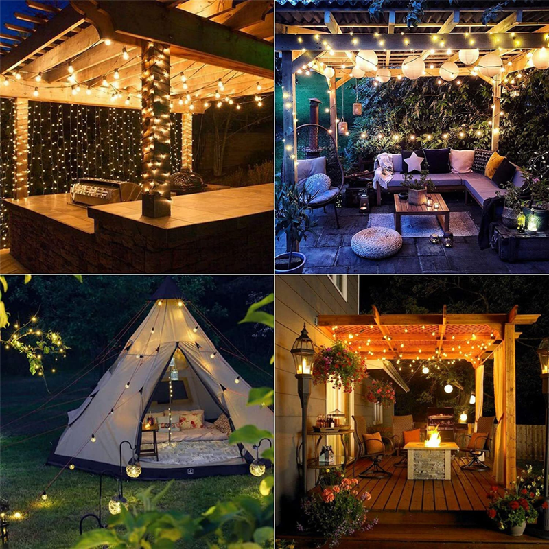 10m Solar 10 LED Festoon Vintage Bulb String Lights