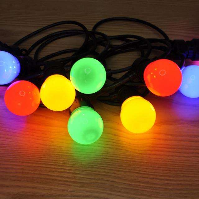 10m Solar 10 Multi-Colour LED Festoon Bulb String Lights