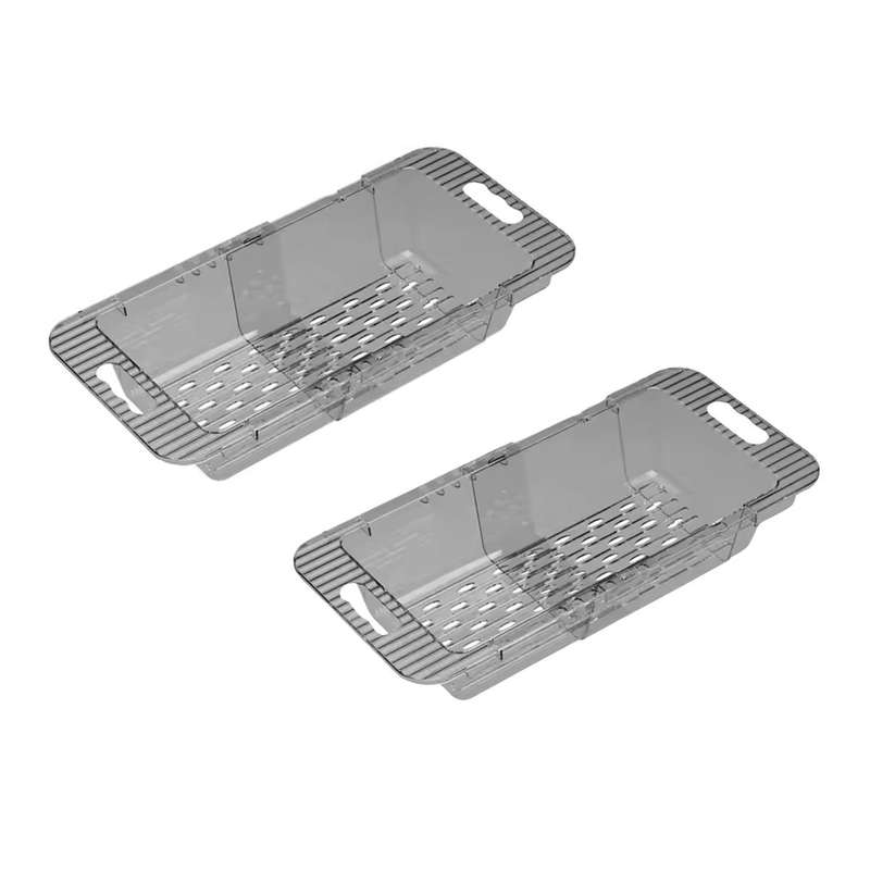 2 Piece Transparent Grey Extendable kitchen Sink Fruit and Vegetable Drip Tray