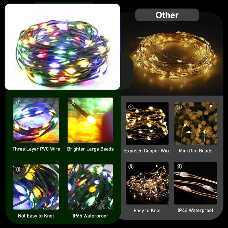 10m 200 Colourful LED Green Wire Fairy Light