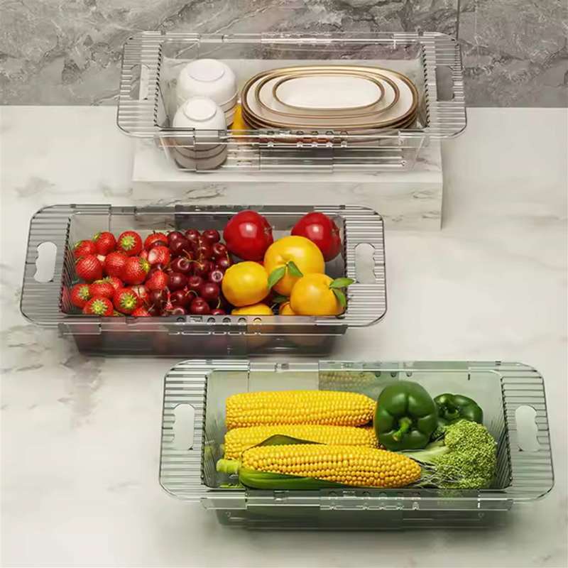 2 Piece Transparent Grey Extendable kitchen Sink Fruit and Vegetable Drip Tray