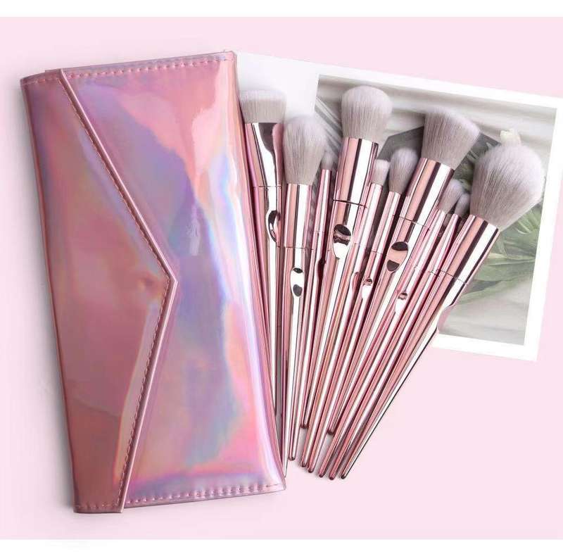 Glam Beauty - 10 Piece Metallic Shine Makeup Brush Set