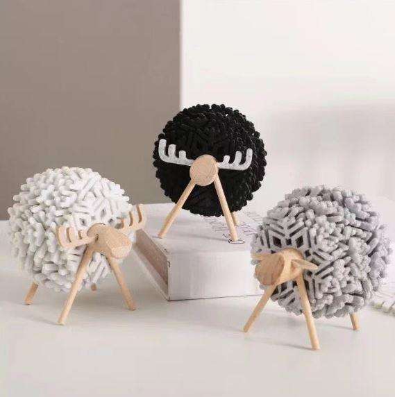 Xmas X Reindeer Snowflake Felt Coasters - 9x9x11cm - Black