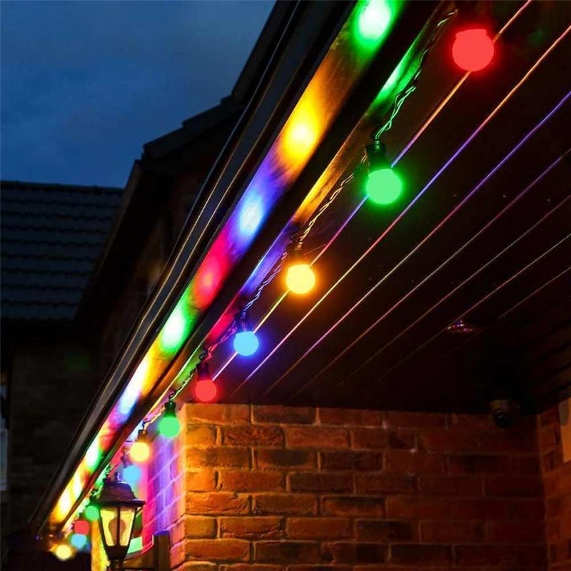 10m Solar 10 Multi-Colour LED Festoon Bulb String Lights