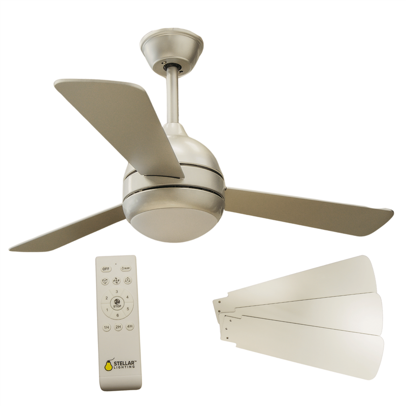 3 Silver Blades 42 Inch Ceiling Fan with Light and Remote