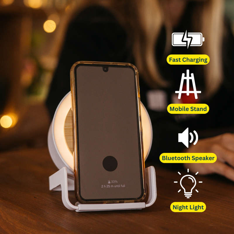 White Speaker LED Wireless Phone Charger