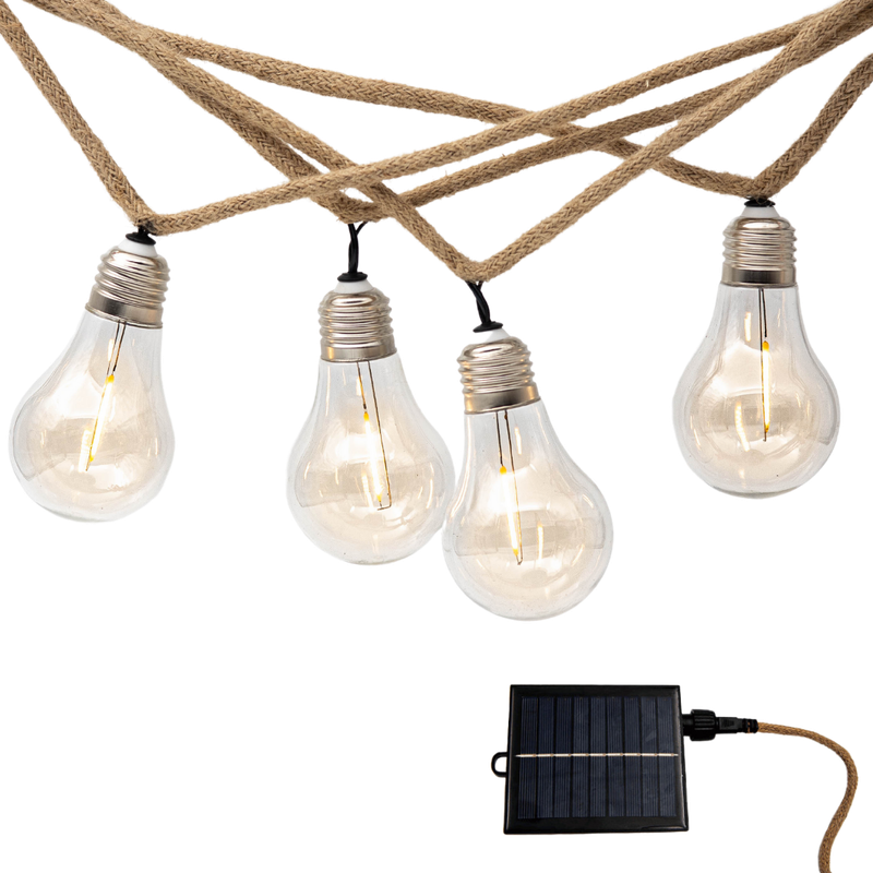 5m Solar Powered Cotton 10 LED A19 Bulb String Lights
