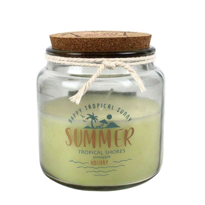 Aroma Di Rogito - Holiday Scented Candles - Glass Jar With Cork Lid - Tropical Shore Pineapple