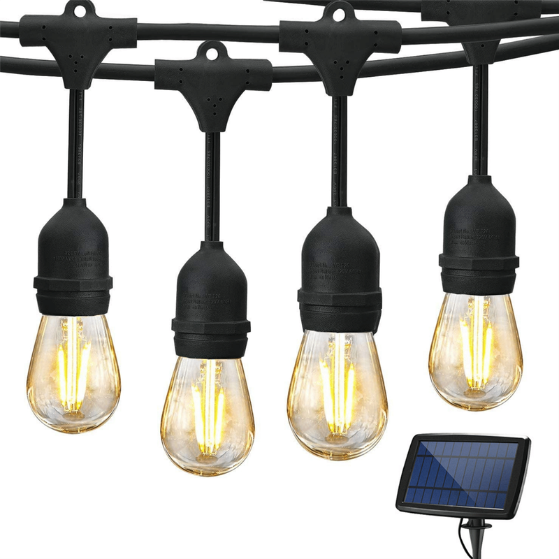 15m Solar 15 LED Festoon Vintage Bulb String Lights