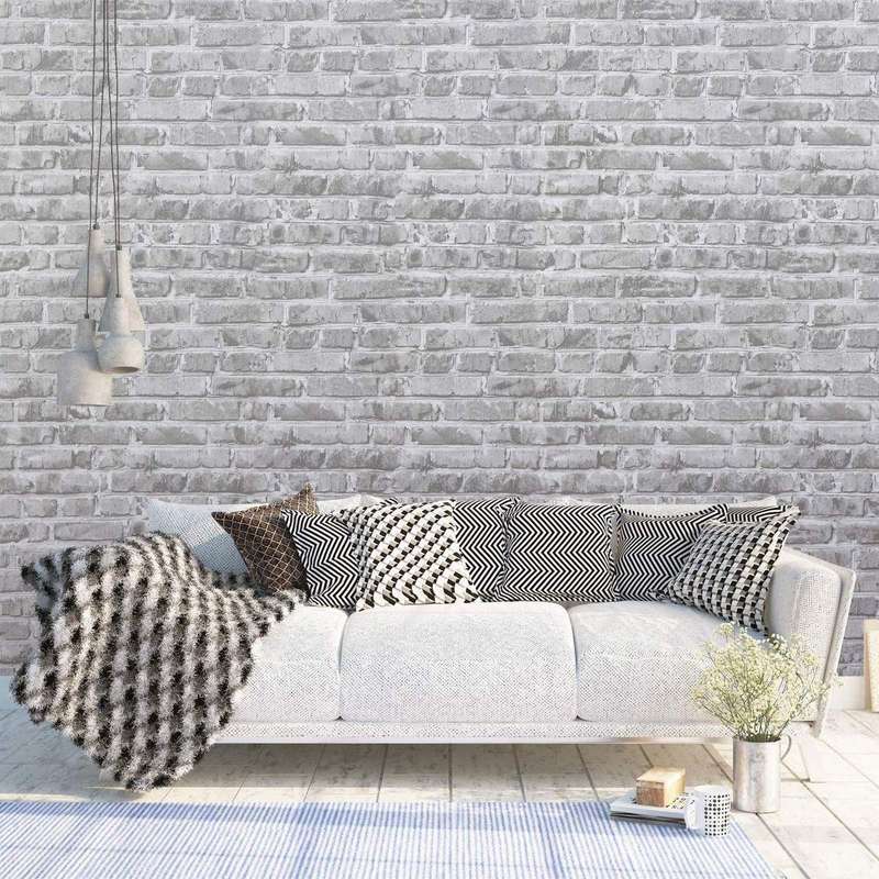 Stick On 3D PVC Wallpaper - 0.45mx10m (Grey Brick)