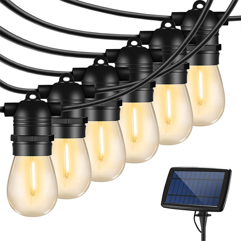 10m Solar 10 LED Festoon Vintage Bulb String Lights
