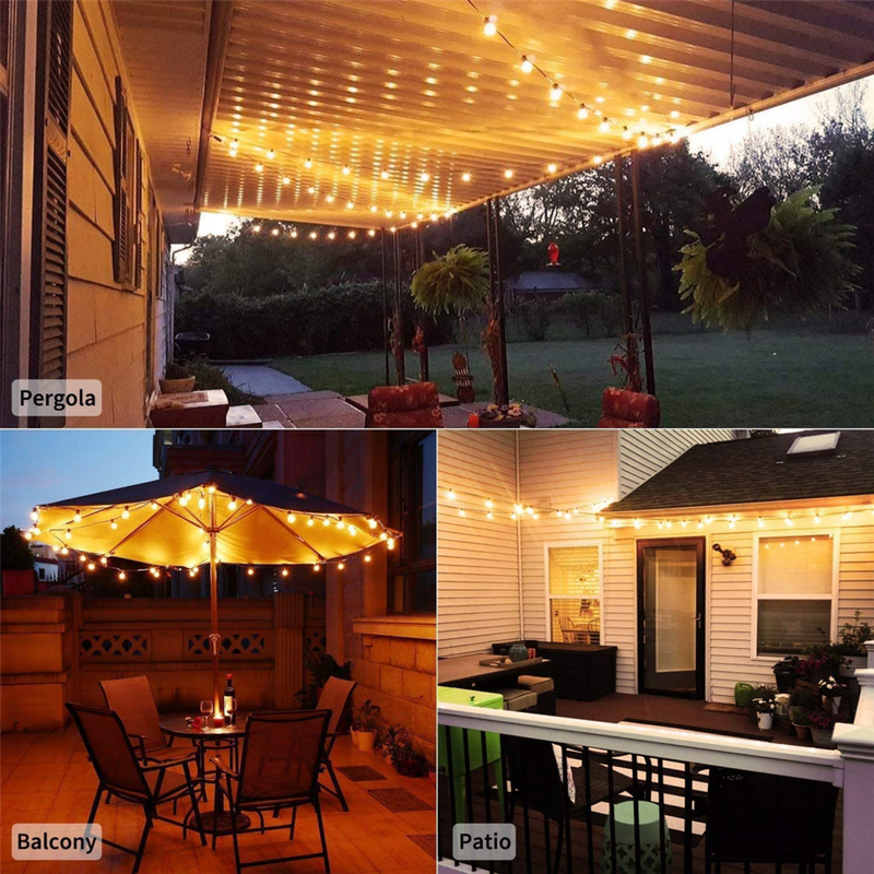 5m Solar Powered 16 LED Bulbs White String Lights
