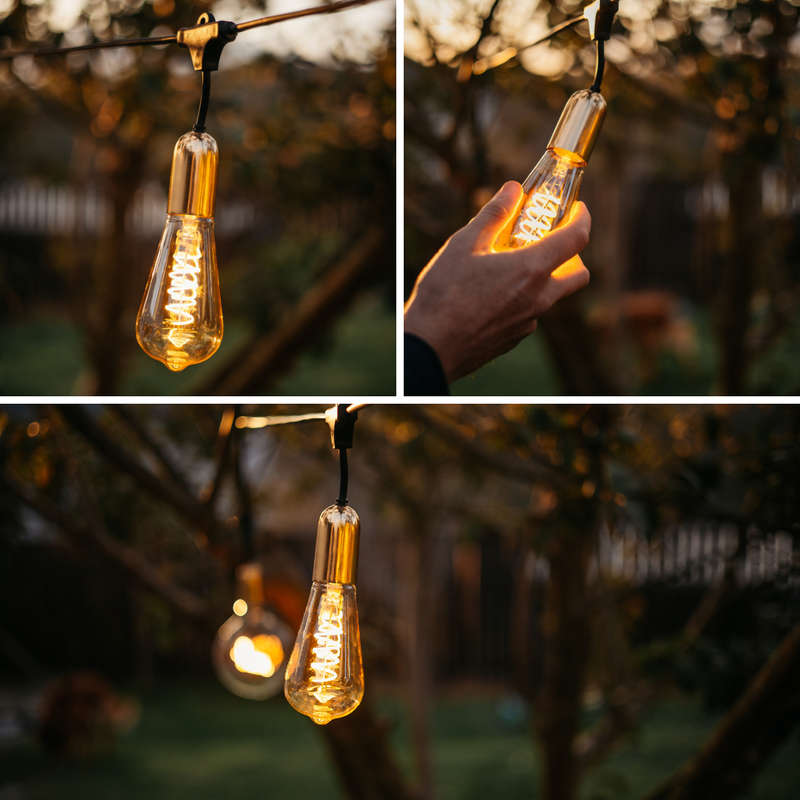 Vintage Edison Spiral Light Bulb ST64 Golden LED E27 3W