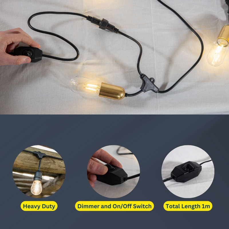 Festoon Dimmer with Dial On/Off Switch for String Light