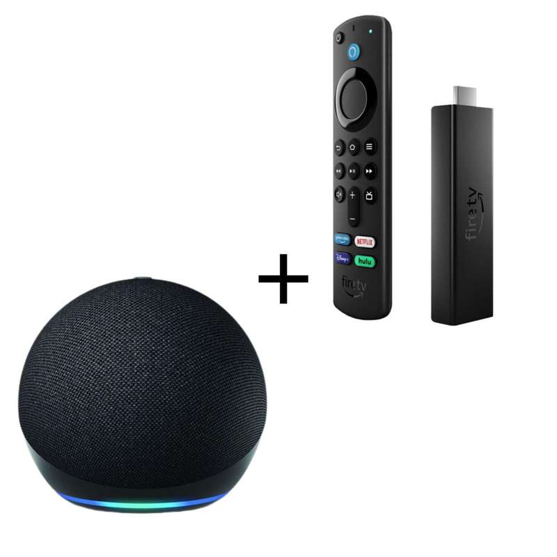 Amazon - Echo Dot 5th Gen Smart Speaker + Amazon Fire TV Stick 4K Streaming Device (Charcoal) (Pa...