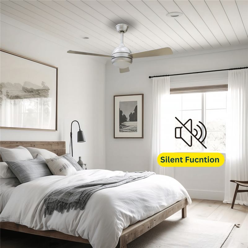 3 Silver Blades 42 Inch Ceiling Fan with Light and Remote