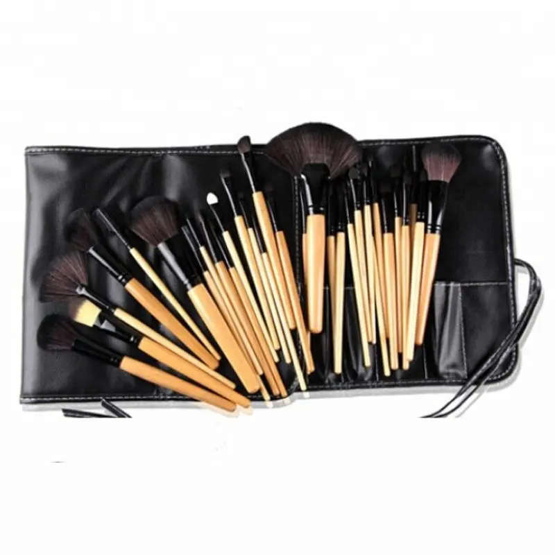 Glam Beauty - Black Make Up Bag With 32 Bamboo Brushes