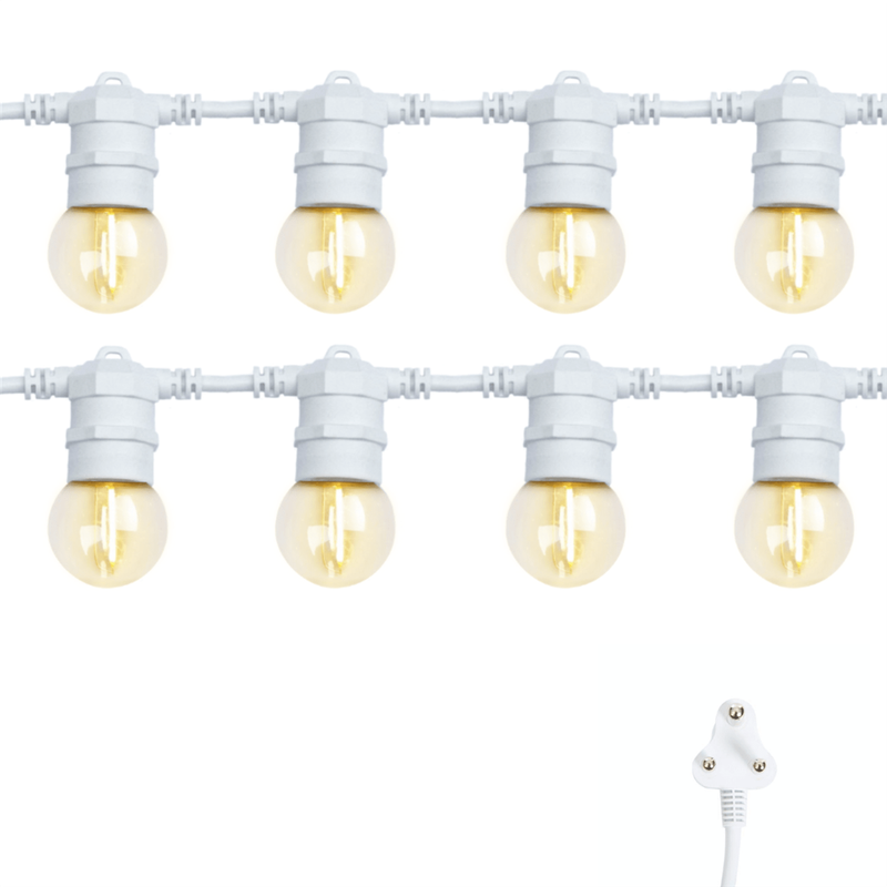 10m 10 LED Festoon Retro Bulb White Cable String Lights