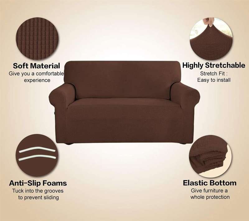 Stretch Couch Cover Brown 235-300cm