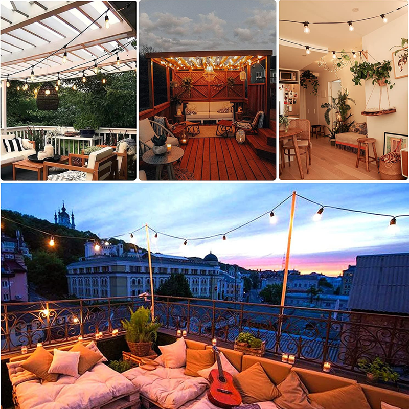 10m Solar 10 LED Festoon Vintage Bulb String Lights