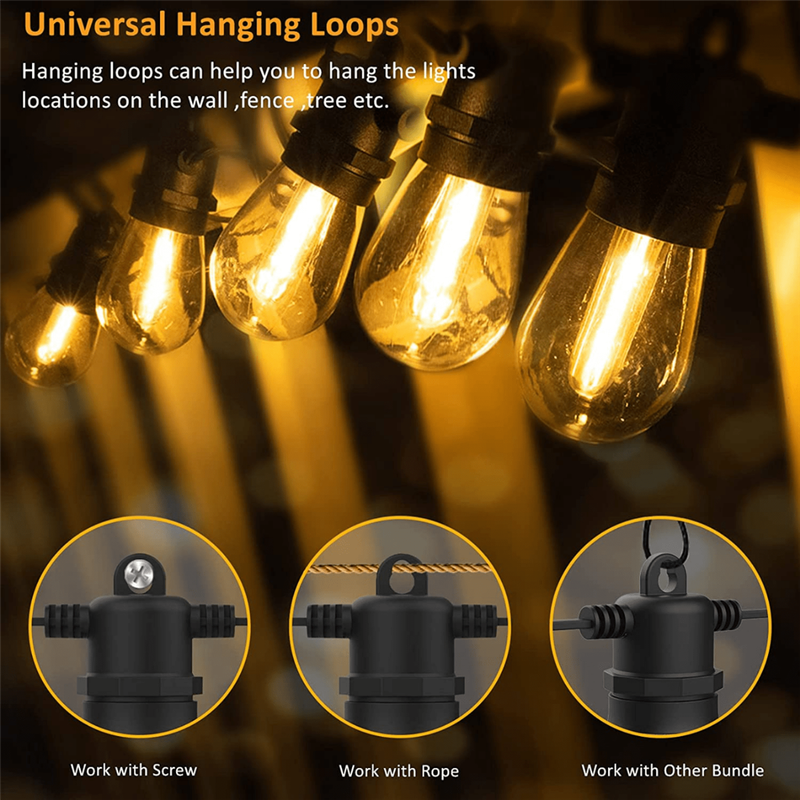 10m Solar 10 LED Festoon Vintage Bulb String Lights