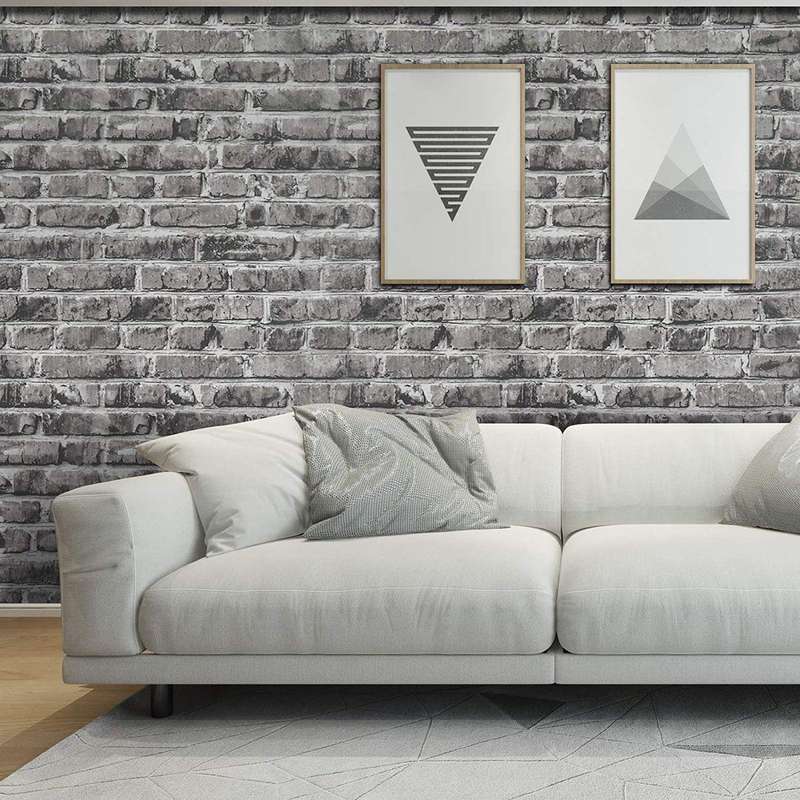 Stick On 3D PVC Wallpaper - 0.45mx10m (Grey Brick)