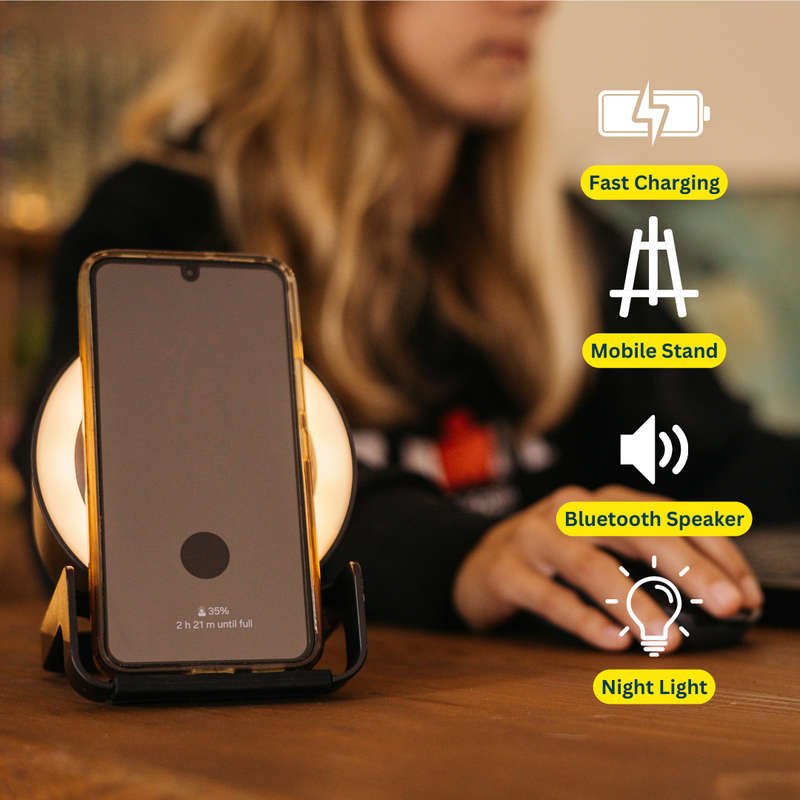 Black Speaker LED Wireless Phone Charger